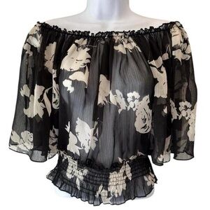Ultra Pink Sheer Whimsigoth Off The Shoulder Cropped Boho Blouse